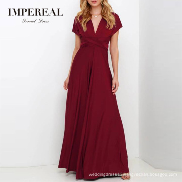 Maxi Burgundy Latest Designs Long Convertible Bridesmaid Dress